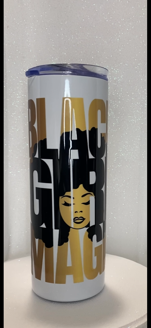 20oz Tumbler with Lid and Metal Straw - Black Girl Magic