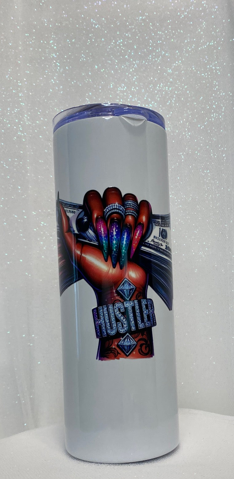20oz Tumbler with Lid and Metal Straw - Hustler