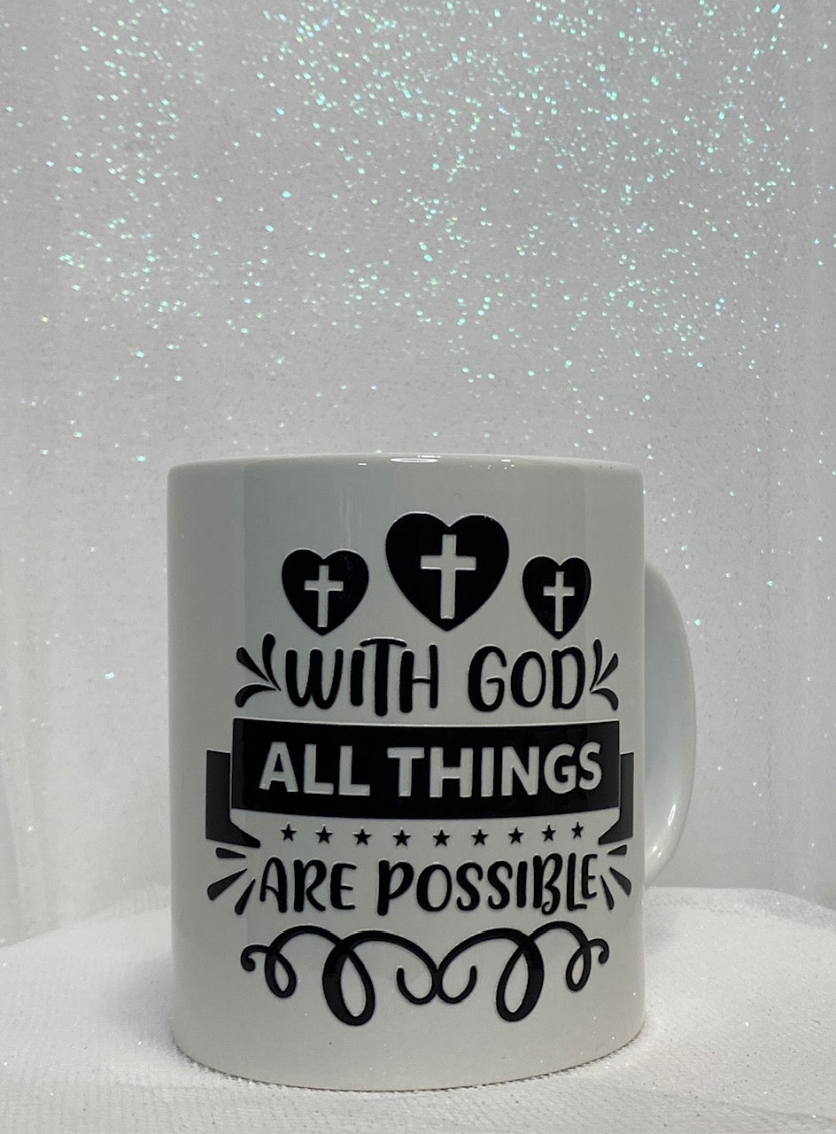 11oz. Ceramic Mug - With God