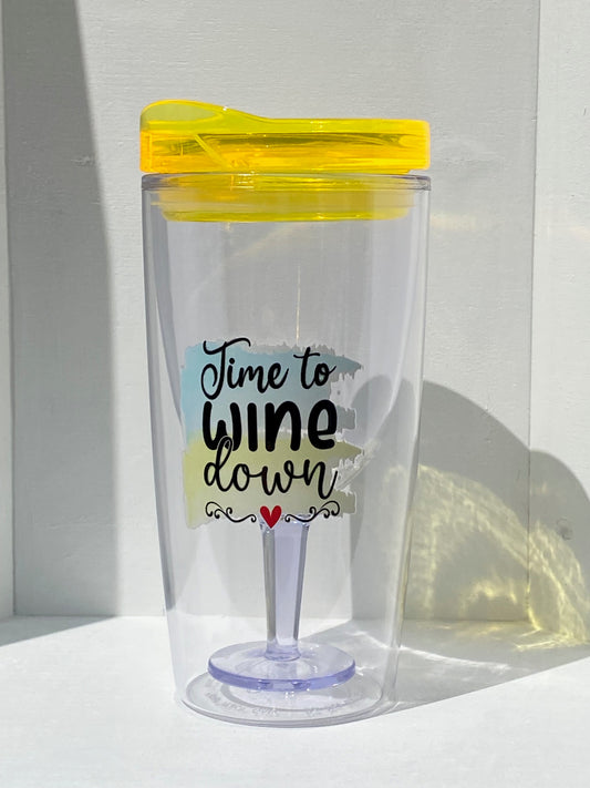10OZ. Insulated Acrylic Wine Tumbler With Lid - Time To Wine Down