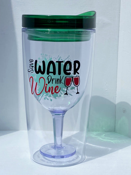 10OZ. Insulated Acrylic Wine Tumbler With Lid - Save Water