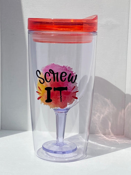 10OZ. Insulated Acrylic Wine Tumbler With Lid - Screw It