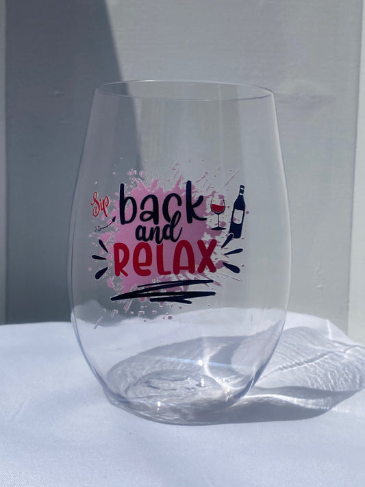 16 oz. Plastic Wine Glass - Sip Back