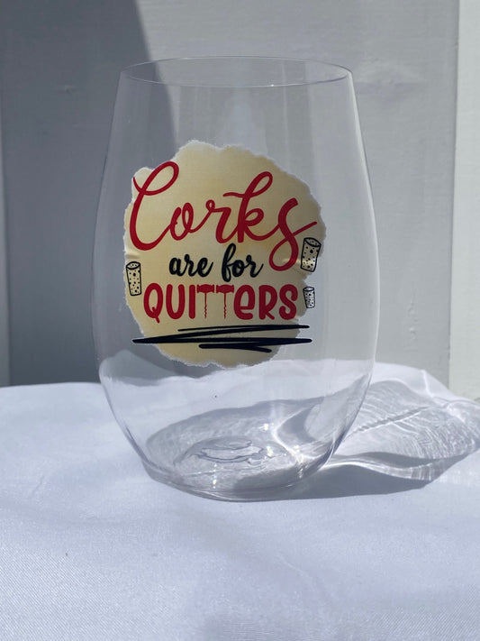 16 oz. Plastic Wine Glass - Corks