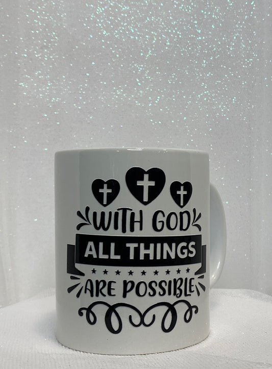 11oz. Ceramic Mug - With God